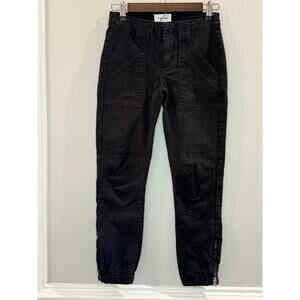 Frame Banded Bottom Trapunto Moto Pants Joggers Women's Black Sz 23